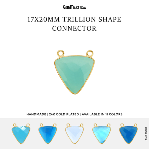 Trillion 17x20mm Gemstone Cat Bail Gold Bezel Connector