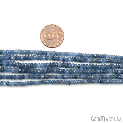Tanzanite Rondelle Beads, 13 Inch Gemstone Strands, Drilled Strung Nugget Beads, Faceted Round, 3-4mm
