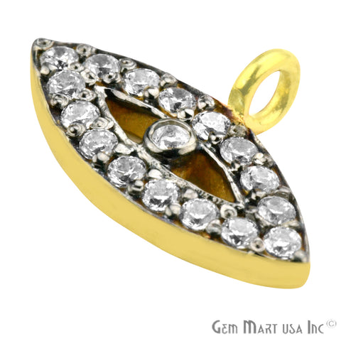 Small Marquise Eyes CZ Pave Gold Vermeil Charm for Bracelet & Pendants - GemMartUSA