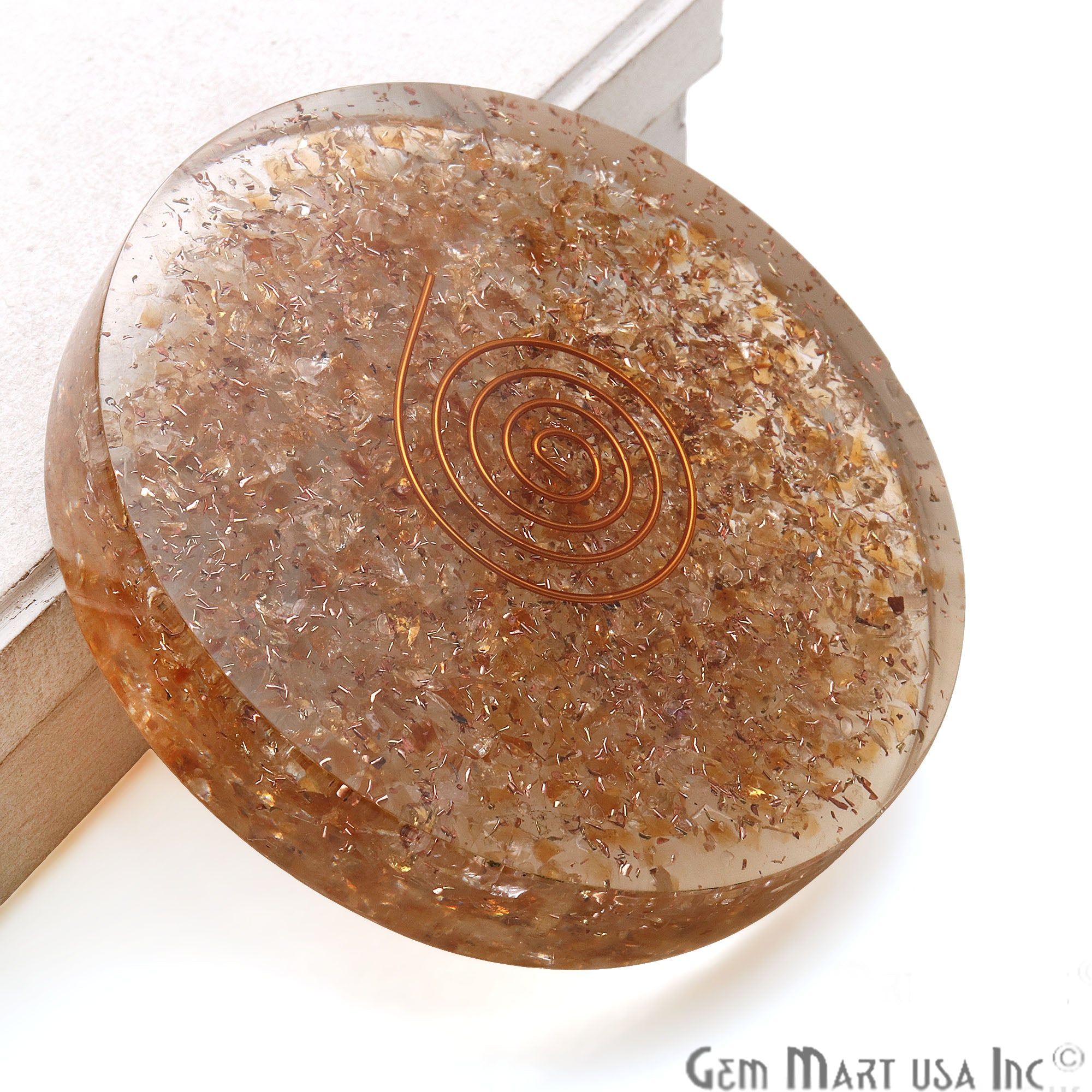 Citrine Healing Stone Plate , Tourmaline Meditation Stone, Home Decor 80MM - GemMartUSA