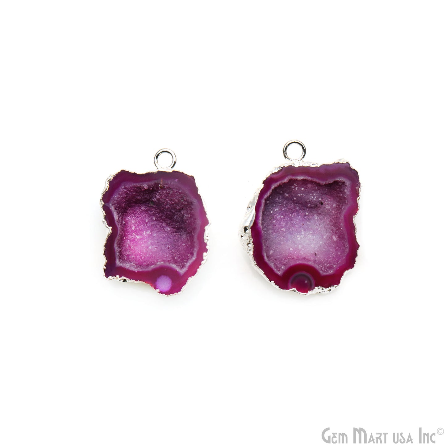 Geode Druzy 25x31mm Organic Silver Electroplated Single Bail Gemstone Earring Connector 1 Pair