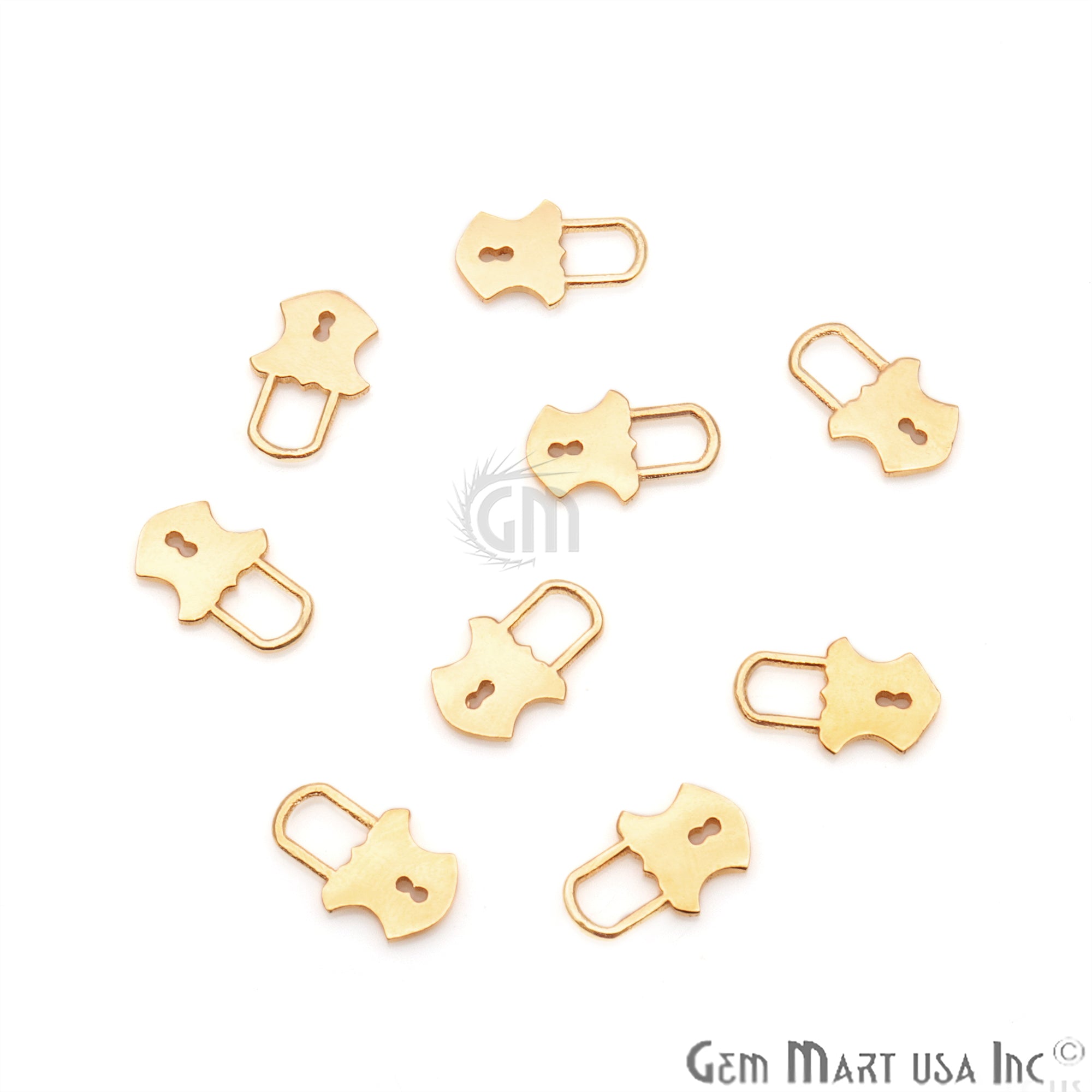 Lock Shape 13x8mm Gold Plated Finding Charm, DIY Jewelry - GemMartUSA