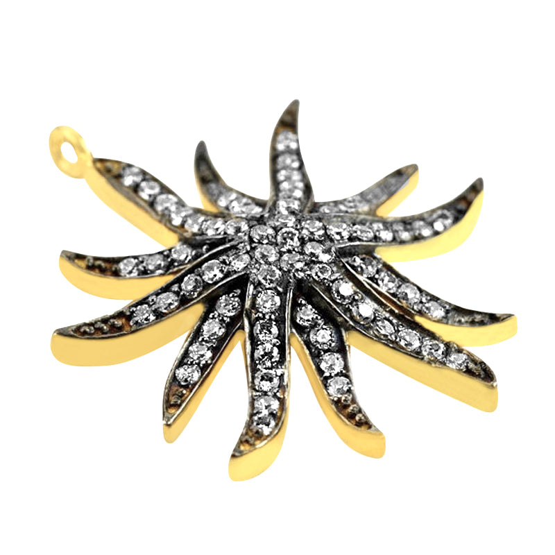 Sun' Charm Cubic Zircon Pave Gold Vermeil Charm For Bracelet & Pendants - GemMartUSA