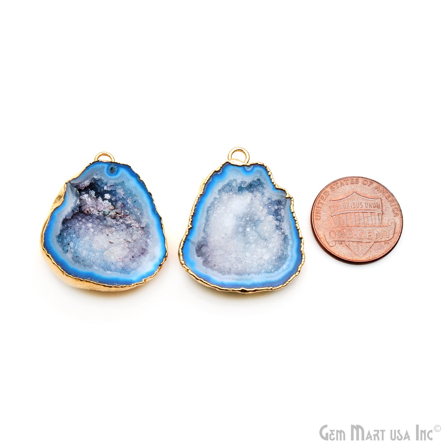 Geode Druzy 30x25mm Organic Gold Electroplated Single Bail Gemstone Earring Connector 1 Pair