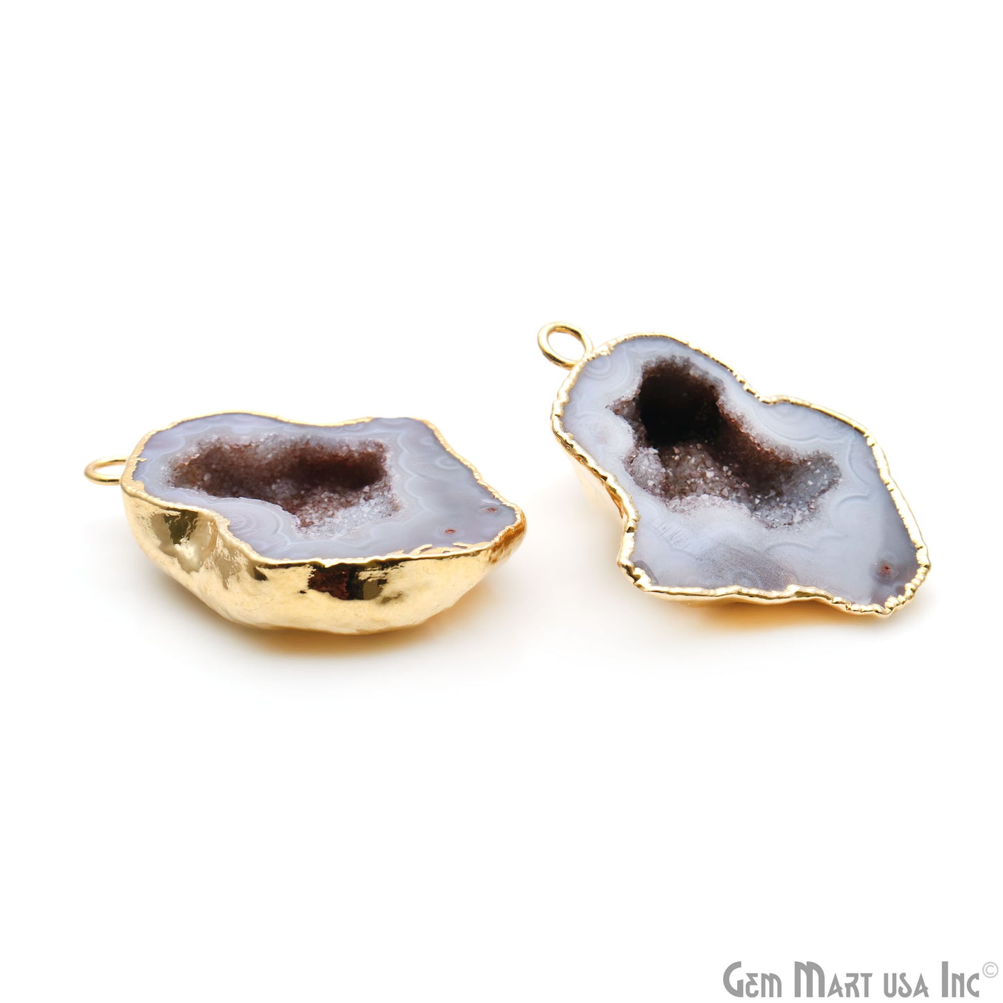 Geode Druzy 26x40mm Organic Gold Electroplated Single Bail Gemstone Earring Connector 1 Pair