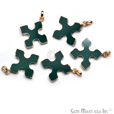 Gold Plated Gemstone 36x32mm Medieval Cross Shape Pendant (50023) - GemMartUSA