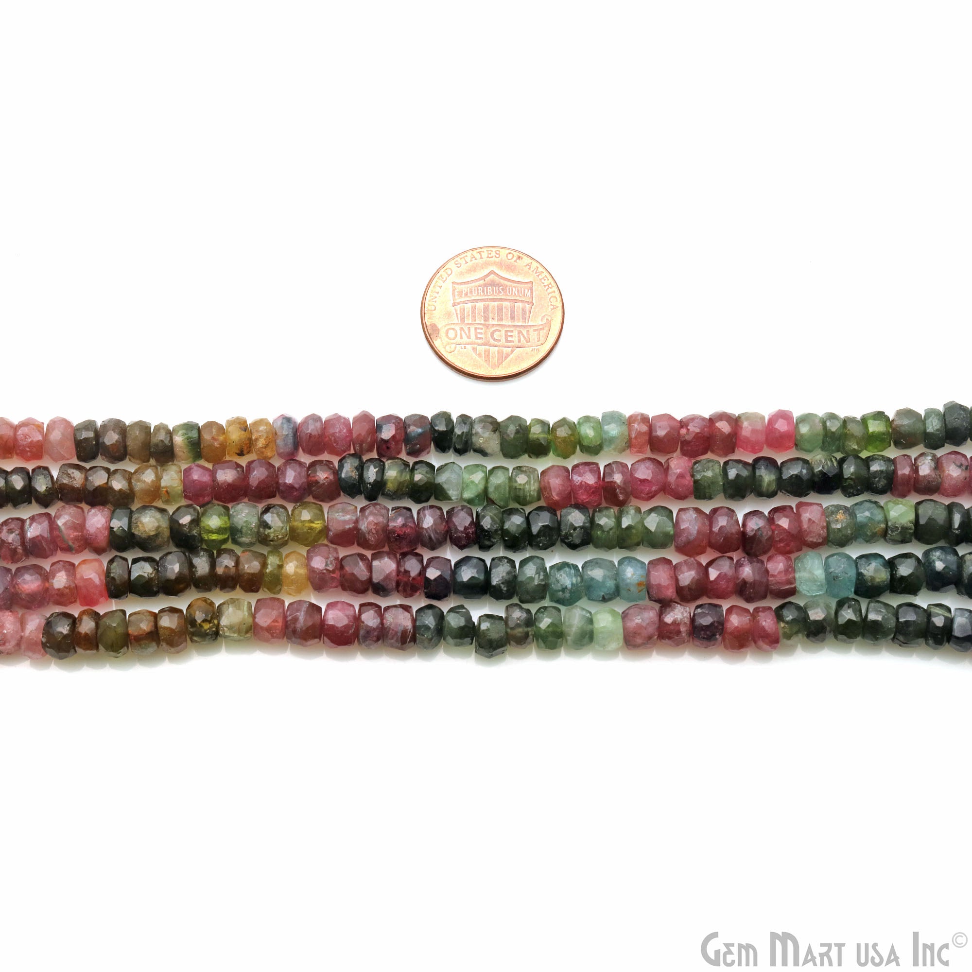 Multi Tourmaline Faceted 6-7mm Gemstone Beads Rondelle Strand 14"