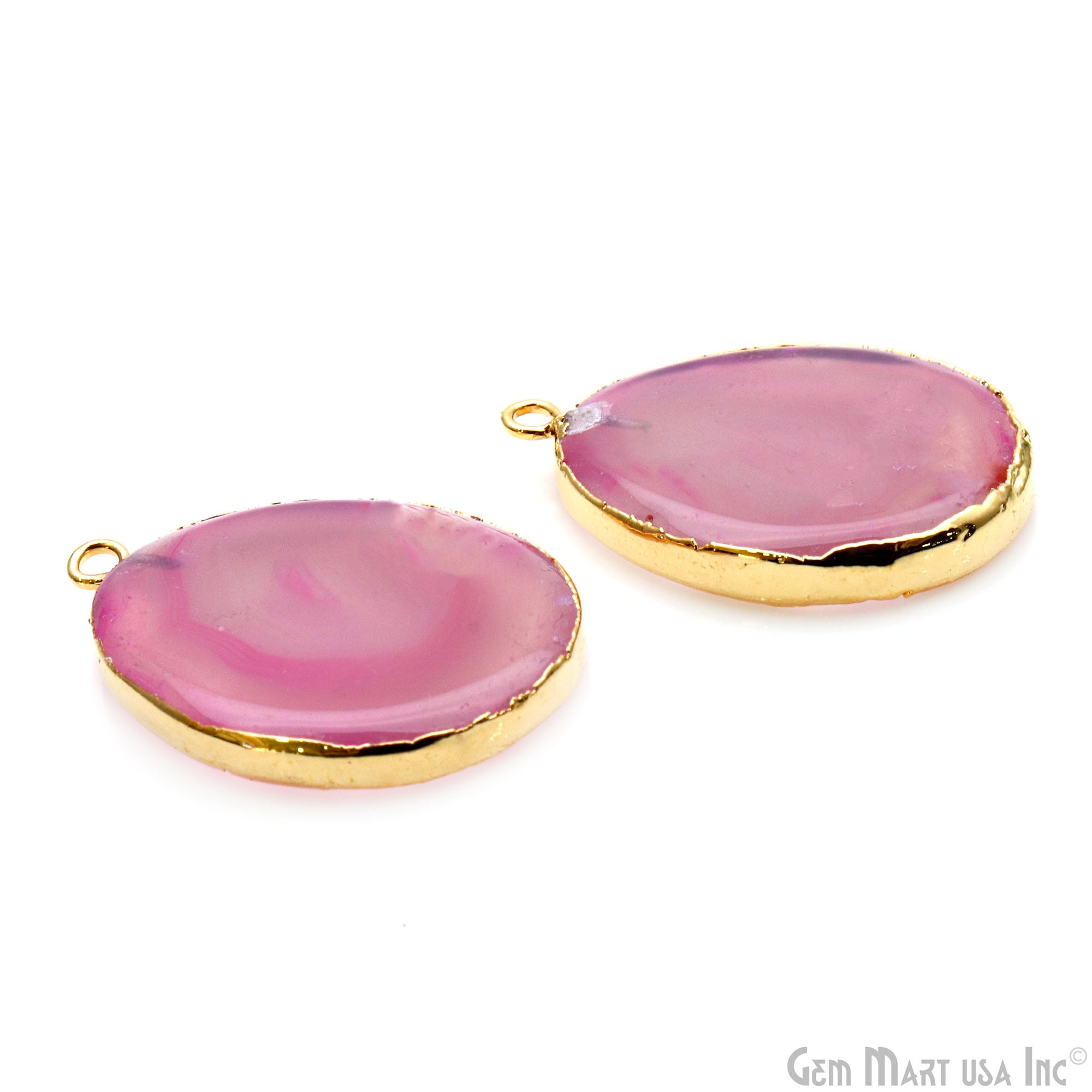 Agate Slice 29x20mm Gold Electroplated Gemstone Earring Connector 1 Pair