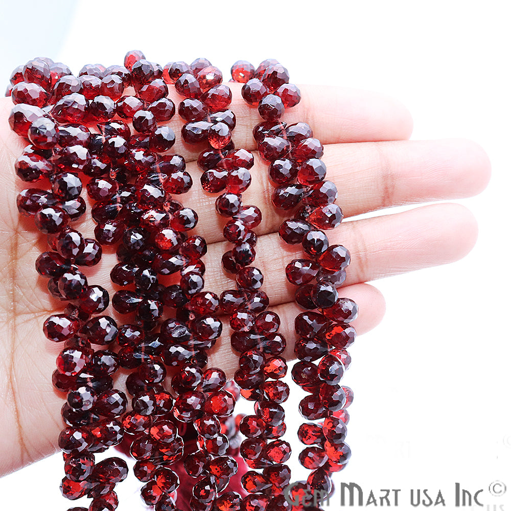 Garnet Drop Beads Gemstone 7x5mm Teardrop Rondelle Beads - GemMartUSA