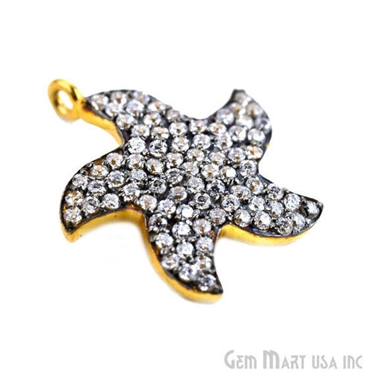 Star' CZ Pave Gold Vermeil Charm for Bracelet & Pendants - GemMartUSA