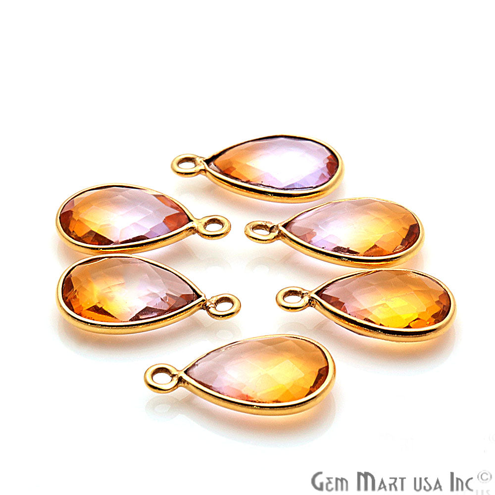 Doublet Aura Quartz 8x12mm Pear Connector (Pick Color,Bail or plating) - GemMartUSA