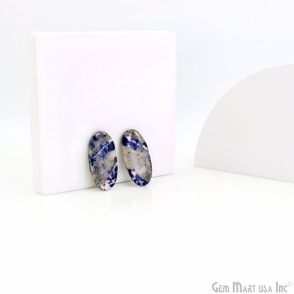 Sodalite Oval Shape 29x14mm Loose Gemstone For Earring Pair