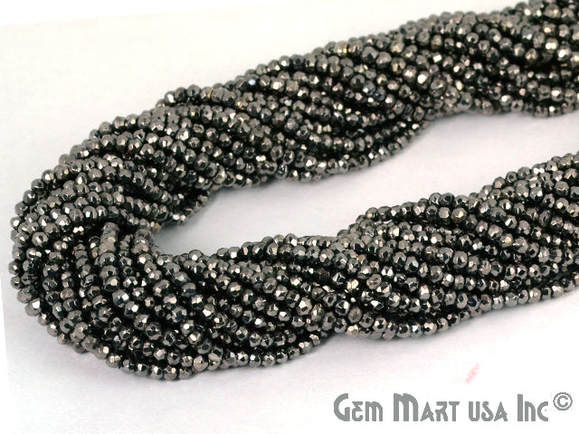 Black Pyrite Micro Faceted Rondel 3-4mm 13Inch Length AAAmazing quality Jewelry Making Supply Beads (RLBP-70002) (762697383983)
