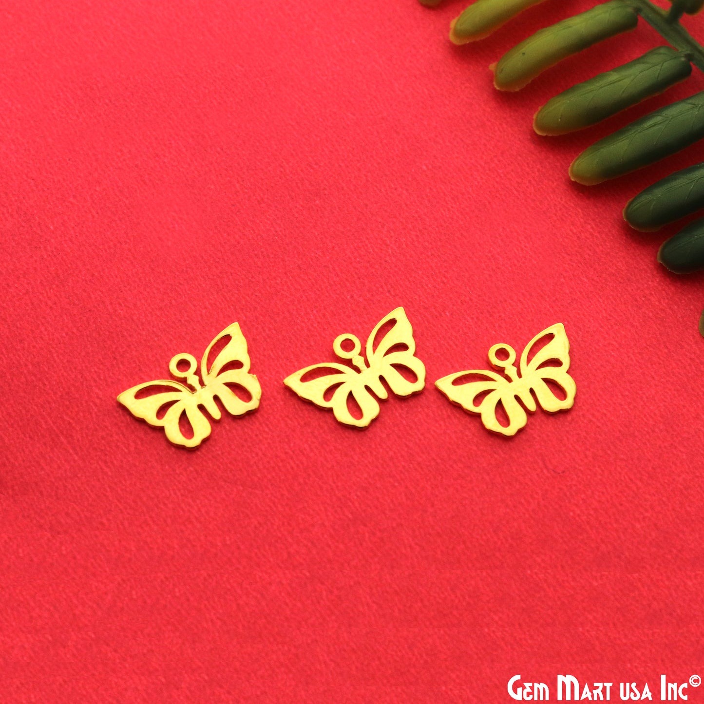 Butterfly Charm Laser Finding Gold Plated 15.35x10mm Charm For Bracelets & Pendants