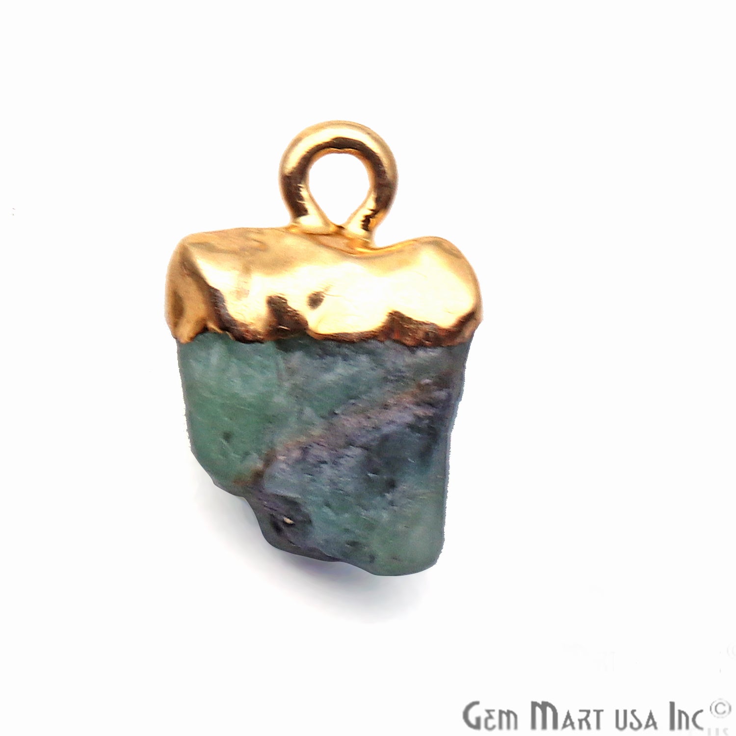 Rough Emerald Gemstone 11x6mm Gold Edged Bracelets Charm Connectors - GemMartUSA