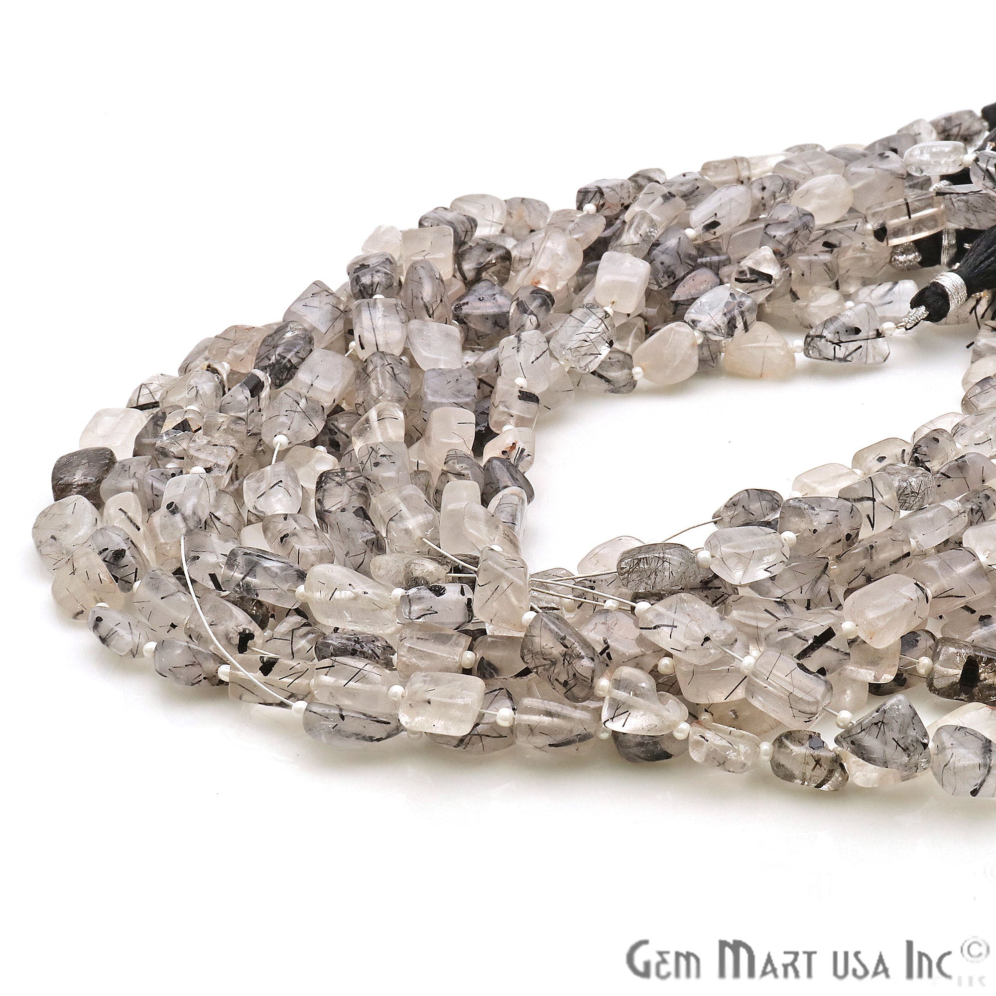 Rutilated Free Form 12x8mm Tumble Beads Gemstone Strands - GemMartUSA