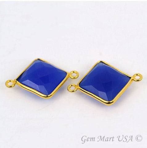 Square 12mm Double Bail Gold Bezel Gemstone Connector