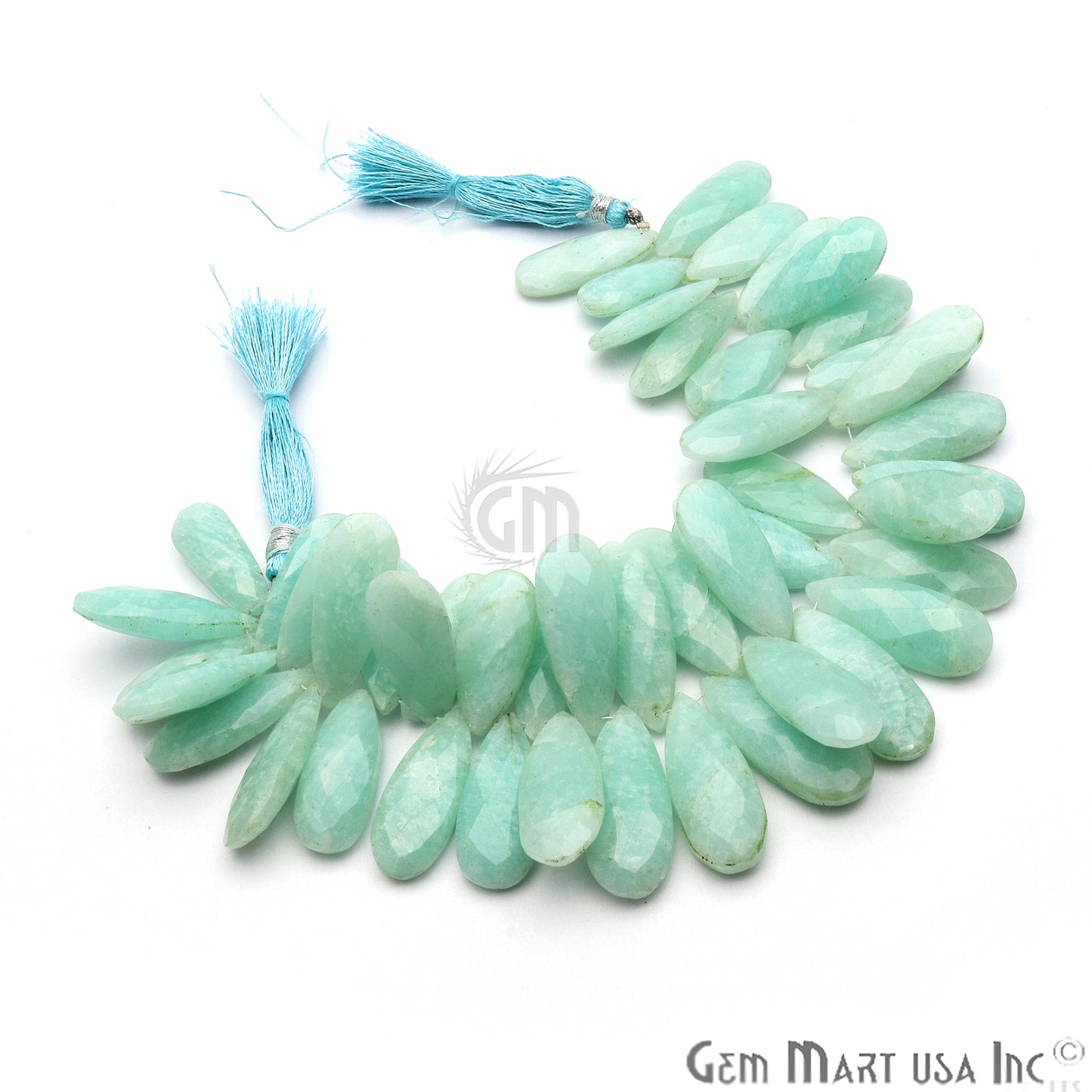 Amazonite Pears 28x12mm Crafting Beads Gemstone Briolette Strands 8 Inch - GemMartUSA