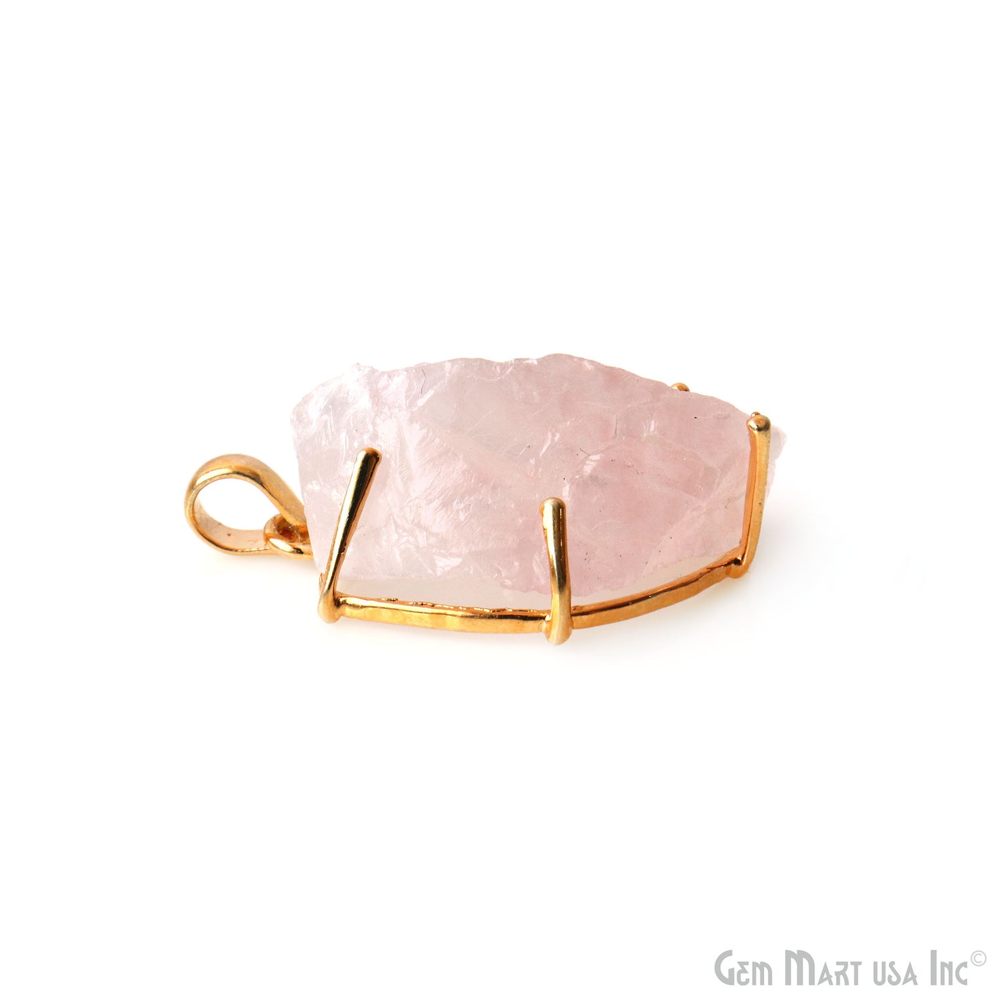 Natural Morganite Organic 33x21mm Gold Plated Prong Setting Single Bail Gemstone Pendant