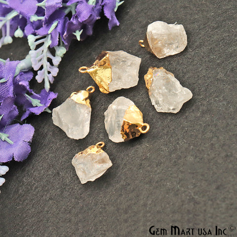 Rough Crystal Gemstone 22x13mm Gold Edged Bracelets Connectors - GemMartUSA