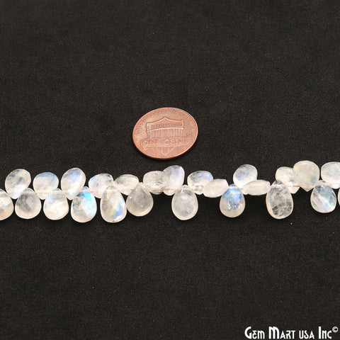 Rainbow Moonstone Teardrop Beads, 8 Inch Gemstone Strands, Drilled Strung Briolette Beads, Teardrop Shape, 10x7mm