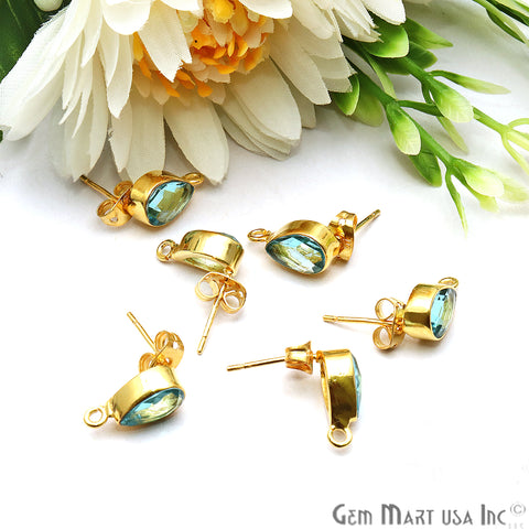 DIY Pear 13x7mm Gold Bail Gemstone stud Earring (Pick Your Gemstone) - GemMartUSA