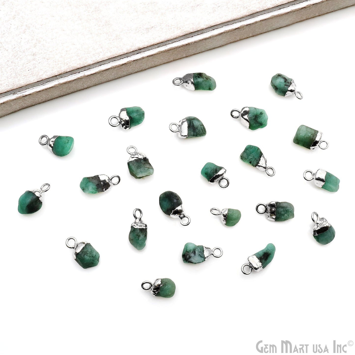 Rough Gemstone 11X6mm (approx) Free From Silver Electroplated Single Bail Connector