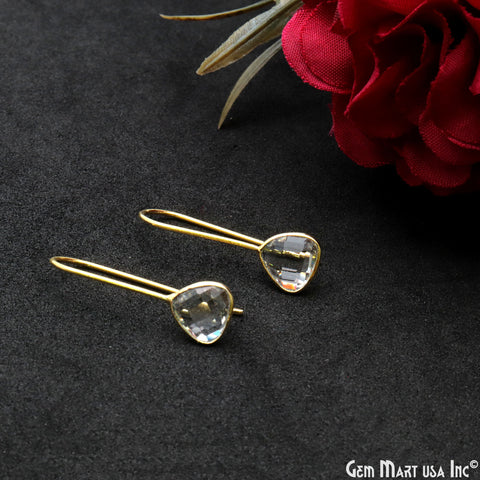 Gemstone Trillion 8mm Gold Plated Dangle Hook Earring