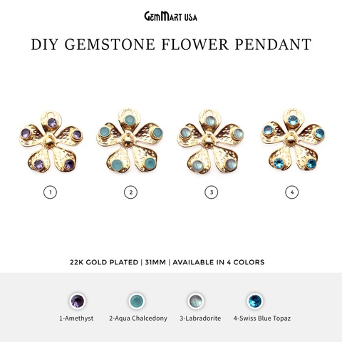 Multi Stone Flower Gold Plated Dangle Connector 1PC