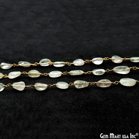 Golden Rutile 12x5mm Tumble Beads Gold Plated Rosary Chain