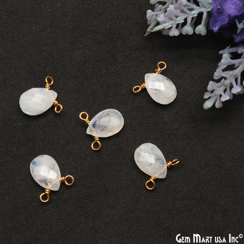 Pears 7x11mm Double Bail Gold Wire Wrapped Gemstone Connector