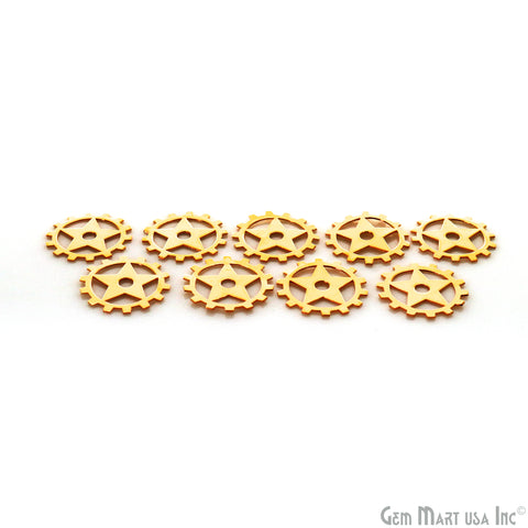 Gear Shape Gold Laser Finding 20mm Gold Plated Charm For Bracelets & Pendants