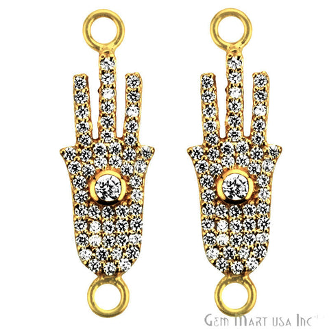 Cubic Zircon Pave 'Hamsa' Gold Vermeil Charm For Bracelet & Pendants - GemMartUSA