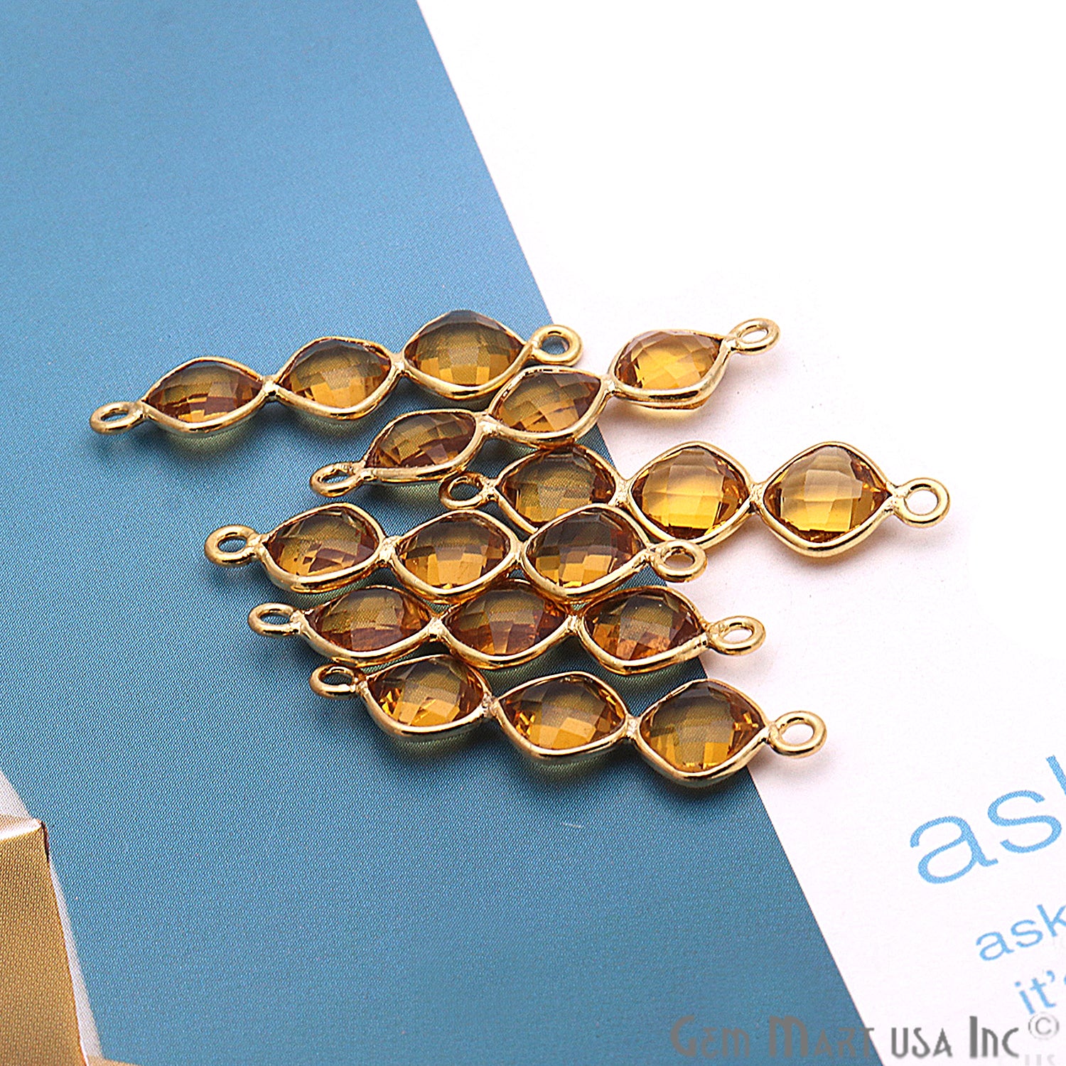 DIY Gemstone 29x7mm Gold Plated Finding Component (Pick Your Gemstone) - GemMartUSA