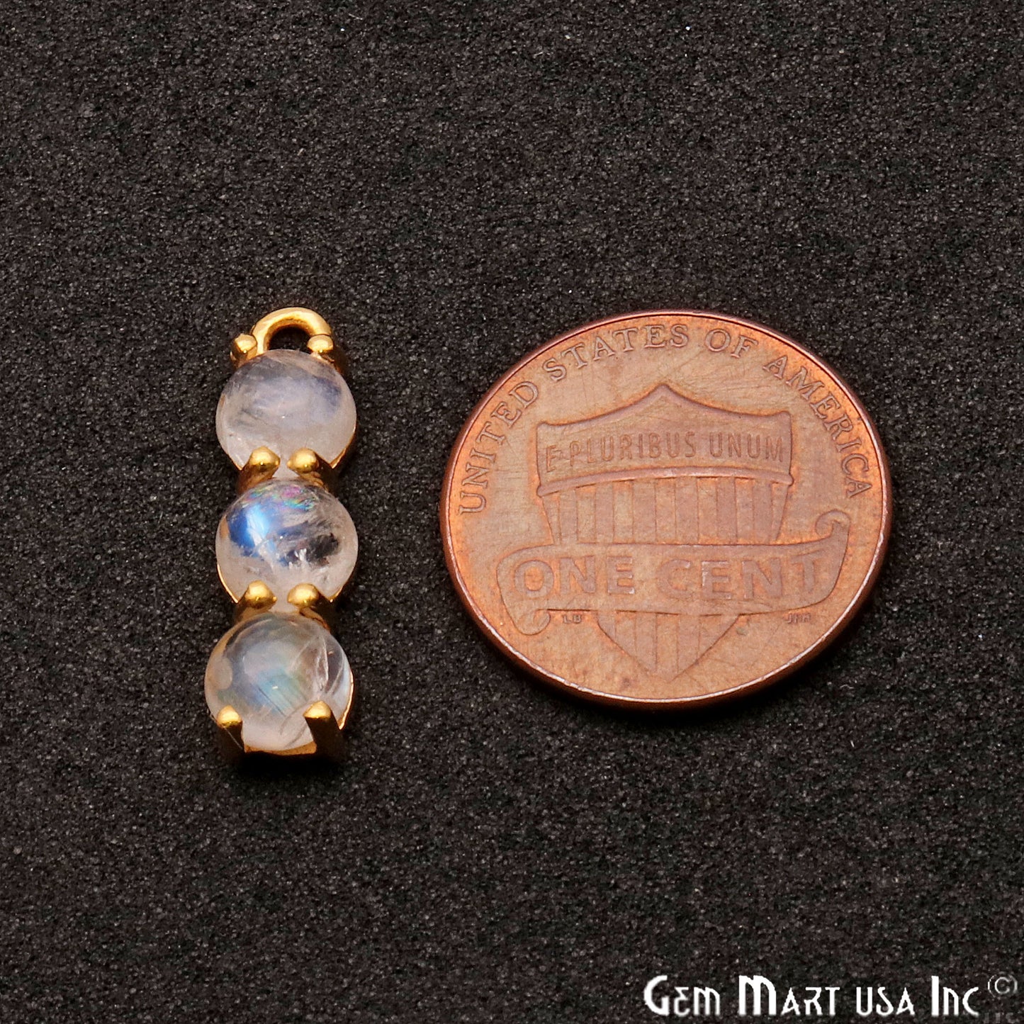 Rainbow Moonstone 22x6mm Prong Setting Gold Plated Component Connector - GemMartUSA