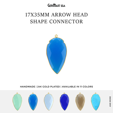 Arrow Head 17x35mm Gemstone Single Bail Gold Bezel Connector
