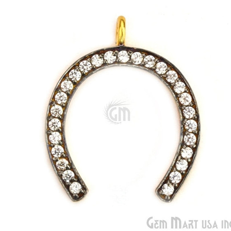 Horseshoe' CZ Pave Gold Vermeil Charm for Bracelet & Pendants - GemMartUSA