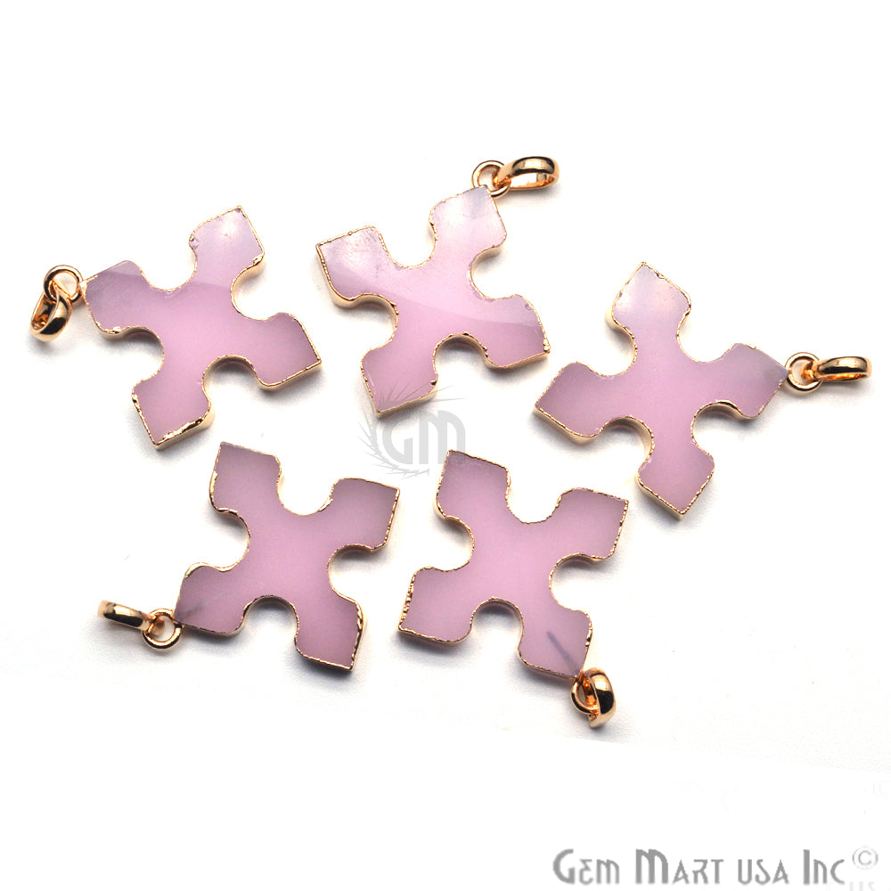 Gold Plated Gemstone 36x32mm Medieval Cross Shape Pendant (50023) - GemMartUSA