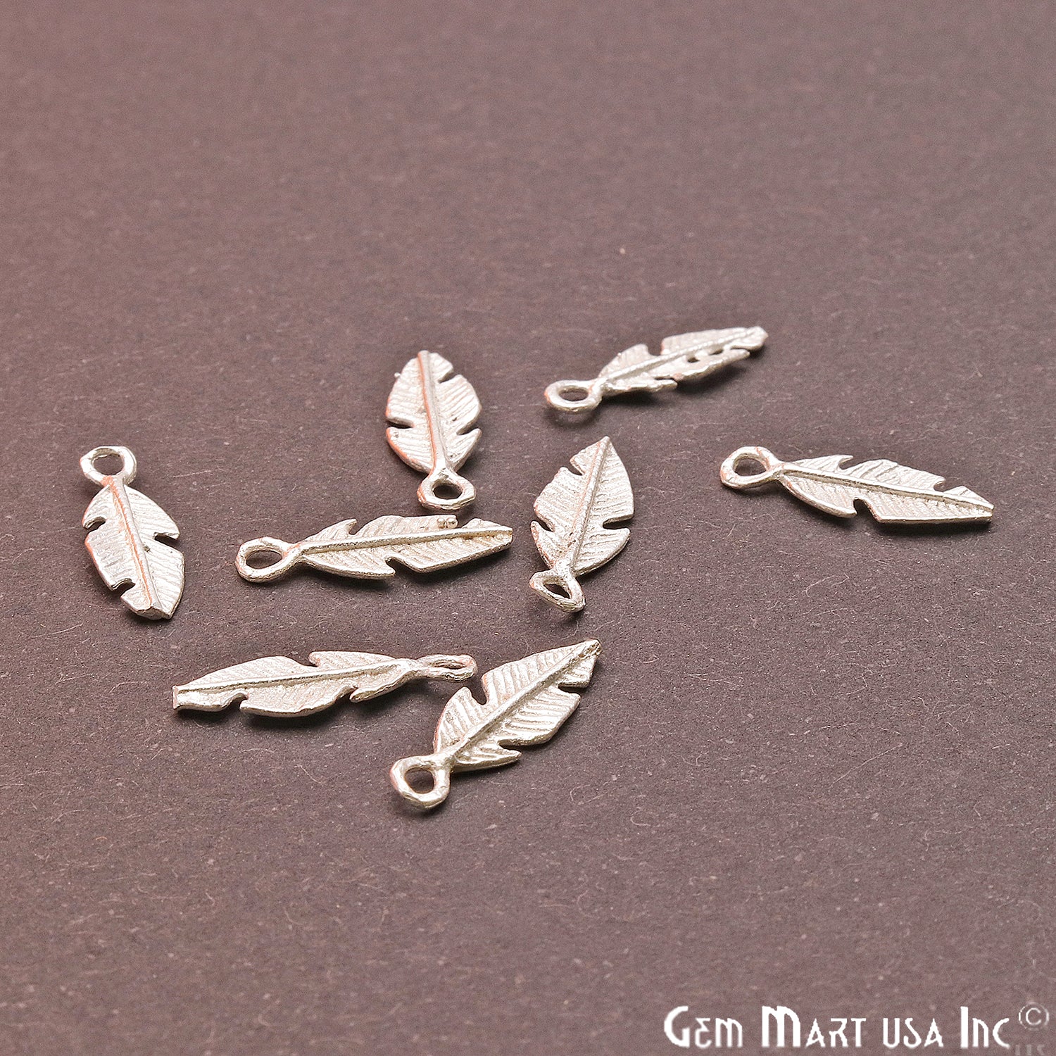 5pc Lot Leaf Finding 18x6mm Silver Chandelier Jewelry Charm - GemMartUSA
