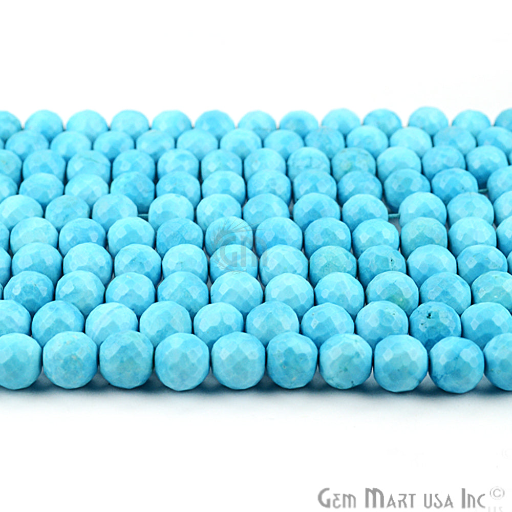 Turquoise Micro Faceted Round Beads 7-8mm Gemstone Rondelle Beads - GemMartUSA