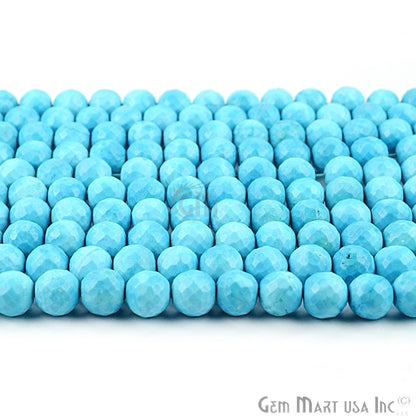 Turquoise Micro Faceted Round Beads 7-8mm Gemstone Rondelle Beads - GemMartUSA