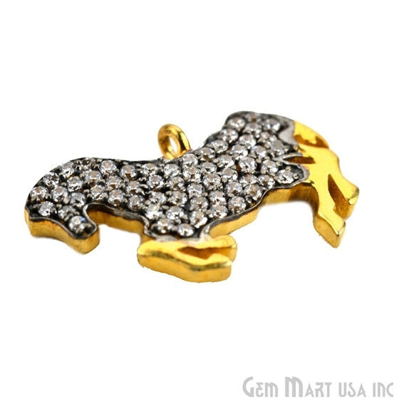 Horse' CZ Pave Gold Vermeil Charm for Bracelet & Pendants - GemMartUSA