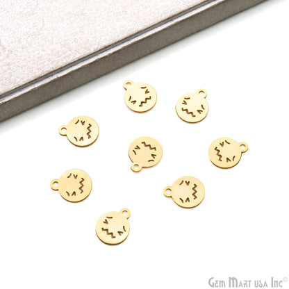 Sad Emoji Face Laser Charm Finding Gold Plated 14.8x12mm Charm For Bracelets & Pendants