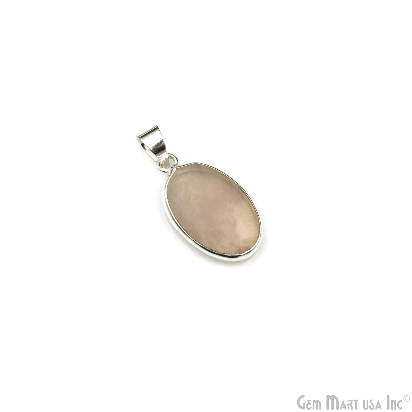 Rose Quartz Gemstone Oval 28x15mm Sterling Silver Necklace Pendant 1PC