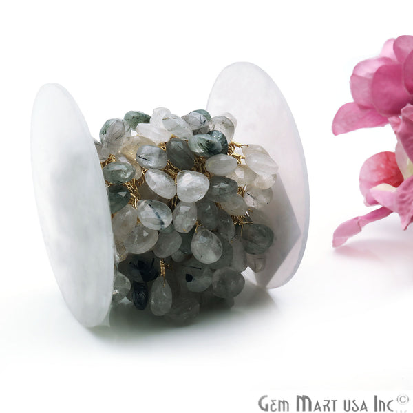 Rutilated Faceted Drop Beads...