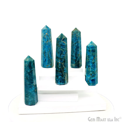 Neon Apatite Gemstone Jumbo Tower Crystal Tower Obelisk Healing Meditation Gemstones 2-3 Inch