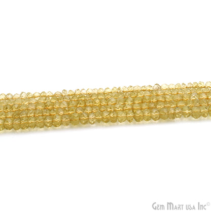 Lemon Topaz Rondelle Beads, 13 Inch Gemstone Strands, Drilled Strung Nugget Beads, Faceted Round, 5-6mm