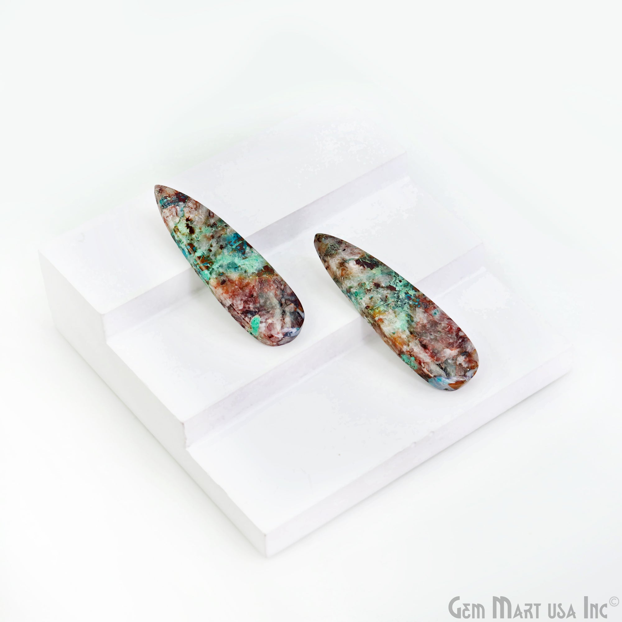 Chrysocolla Pear Shape 47X13mm Loose Gemstone For Earring Pair