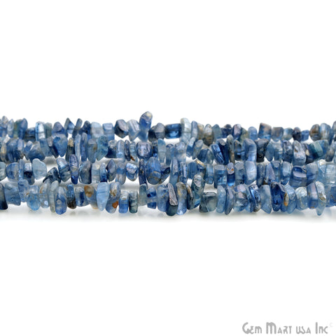 Kyanite Chip Beads, 34 Inch, Natural Chip Strands, Drilled Strung Nugget Beads, 3-7mm, Polished, GemMartUSA (CHKY-70001)