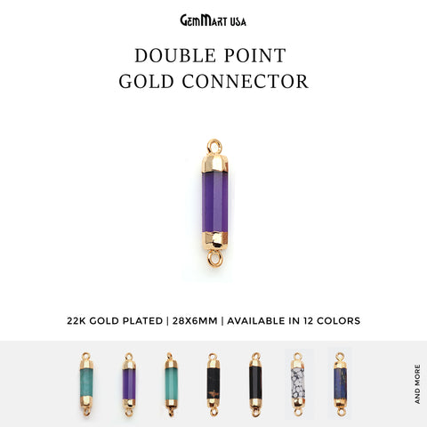 Double Point Gold Electroplated Gemstone Pendant Connector